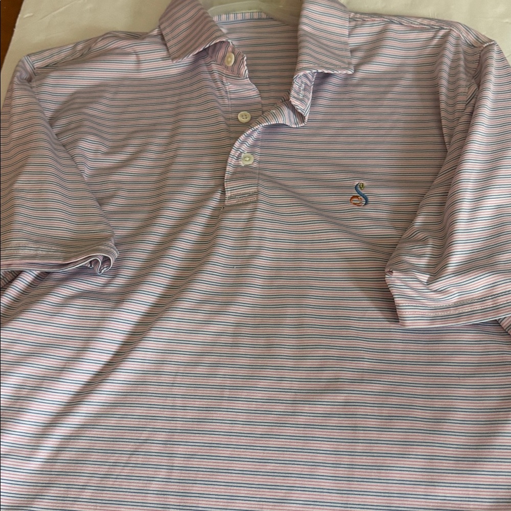 Striped Men’s Polo Shirt - Light Pink/Blue